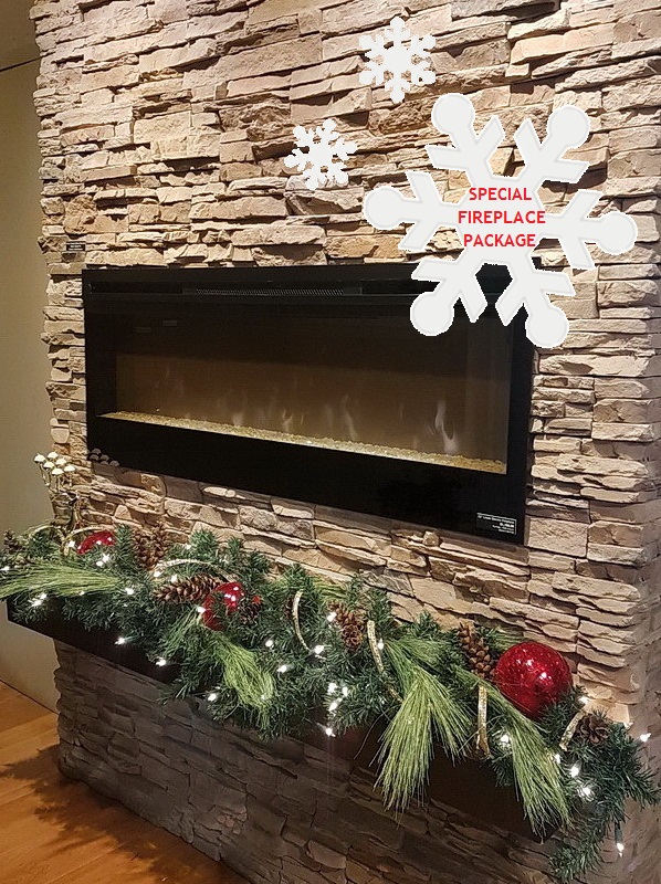 Stone Selex - only selected high-grade products - Stacked stone electric fireplace